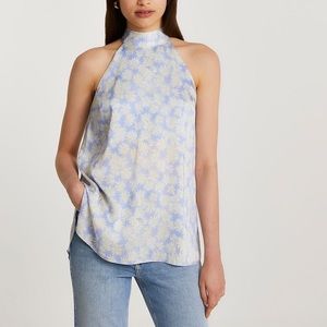 Purple halter neck floral top